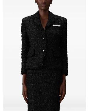 Thom Browne Frayed Ribbon Tweed Blazer - Black
