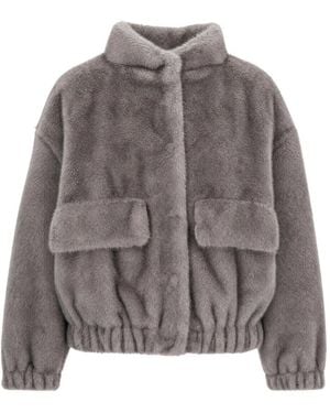 Liu Jo Faux-Fur Elasticated-Trim Jacket - Grey