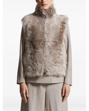 Peserico Ribbed-Knit Shearling Jacket - Brown