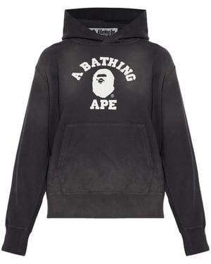 A Bathing Ape Logo Detail Hoodie - Black