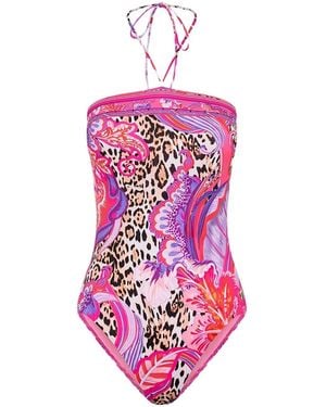 CAMILLA Bañador Viola con cuello halter - Rosa