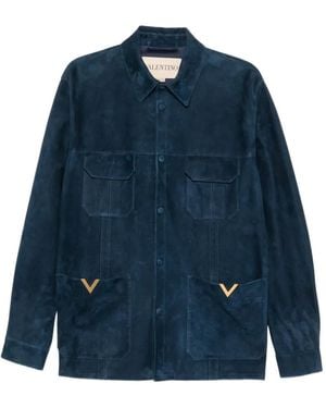 Valentino Garavani Vlogo Suede Jacket - Blue
