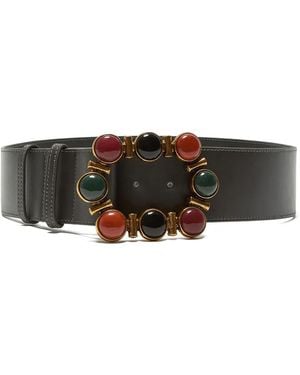 Maliparmi Stone-Embellished Leather Belt - Black