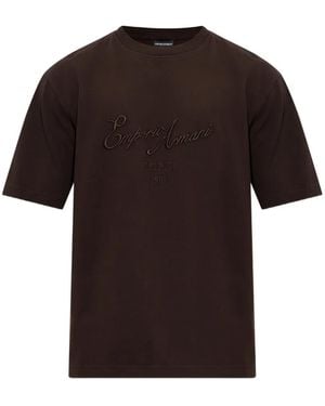 Emporio Armani Embroidered-Logo Short-Sleeve T-Shirt - Black