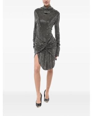 Off-White c/o Virgil Abloh Rhinestone-Embellished Twist Mini Dress - Metallic