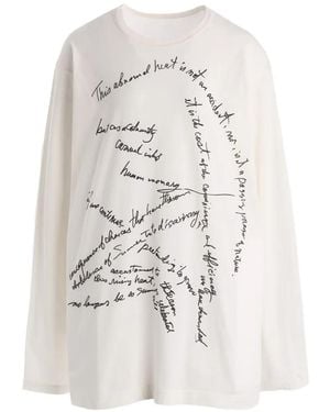 Yohji Yamamoto Text-Print Long-Sleeve T-Shirt - White