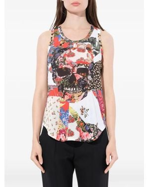 McQueen Camiseta Con Motivo De Calavera Floral - Multicolor