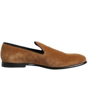 Dolce & Gabbana Velvet Slip-On Loafers - Brown