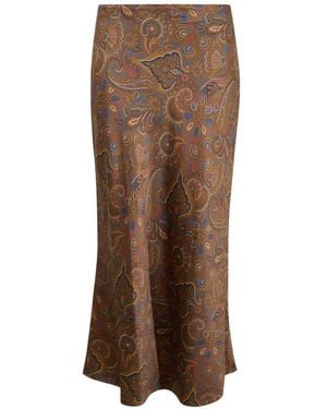Veronica Beard Clover Paisley-Pattern Midi Skirt - Brown