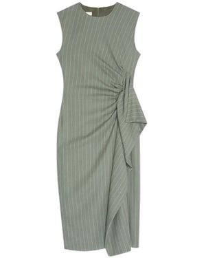 Dries Van Noten Pinstripe Ruffle Midi Dress - Green