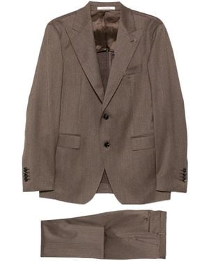 Tagliatore Peak-Lapels Wool Suit - Brown