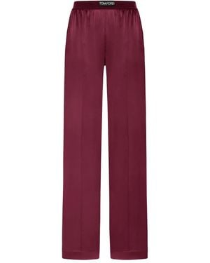 Tom Ford Stretch Silk Pants - Red