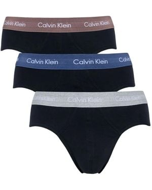 Calvin Klein Logo-Waistband Briefs (Pack Of Three) - Black