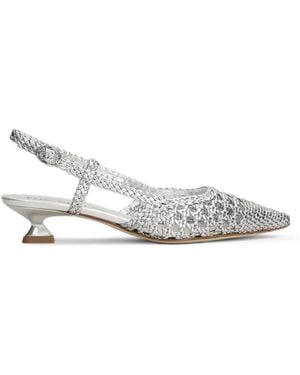 The Seller Woven-Leather Slingback Court Shoes - White