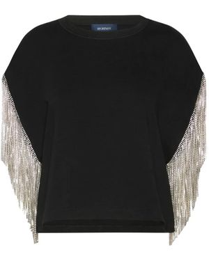 Sportmax Rhinestone-Fringe Boxy T-Shirt - Black