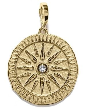 Azlee 18K Large Sunburst Diamond Pendant - Metallic