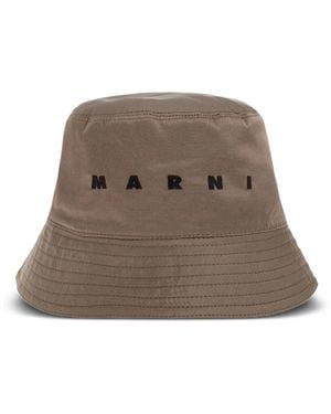 Marni Logo-Embroidered Bucket Hat - Brown