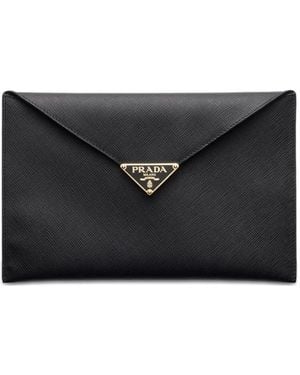 Prada Clutch Mit Logo - Schwarz