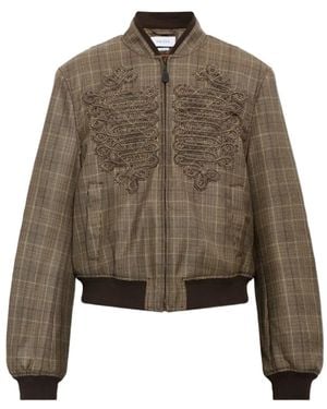 McQueen Check Wool Bomber Jacket - Brown