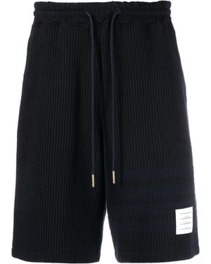 Thom Browne Bar Stripe Seersucker Track Shorts - Black