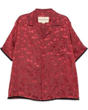 Valentino Garavani Cherry-print trim-detail shirt - Rot
