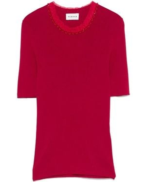 P.A.R.O.S.H. Bead-Embellished T-Shirt - Red