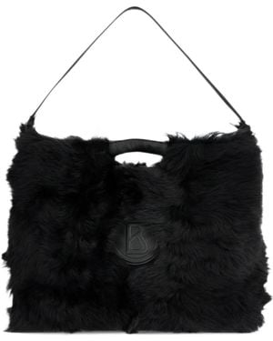Bogner Shearling Logo-Patch Shoulder Bag - Black