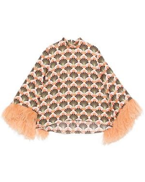 La DoubleJ Feather Printed Top - Brown