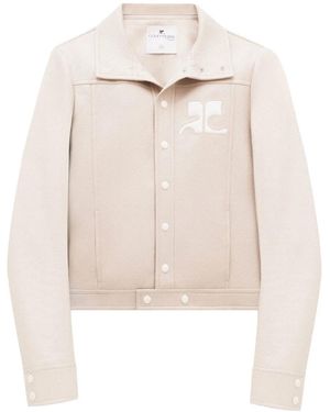 Courreges Cropped Silk And Nylon Jacket - Natural