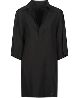 Petar Petrov Herringbone-Pattern Drawstring-Waist Mini Dress - Black