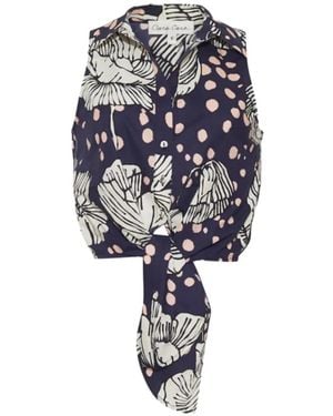 Cara Cara Highland Floral-Print Tie-Front Shirt - White