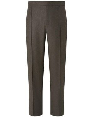 ZEGNA Dark Wool Silk And Cashmere Trousers - Grey