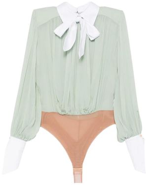 Elisabetta Franchi Blouse Plissée À Détail De Nœud - Green