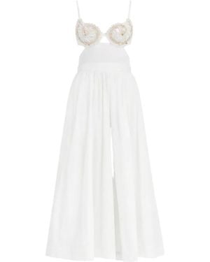PATBO Beaded Cutout Dress - White