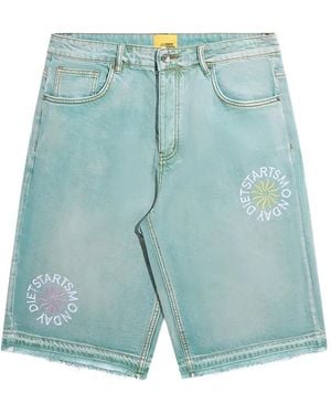 DIET STARTS MONDAY Sol Graphic-Print Denim Shorts - Blue