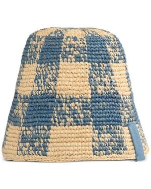 Loewe Karierter Strohhut - Blau
