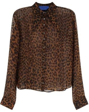 Mes Demoiselles Leopard-Print Pointed-Collar Shirt - Brown