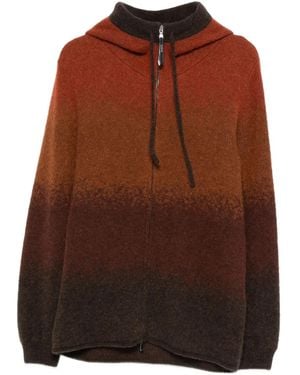 120% Lino Hooded Zip-Fastening Cardigan - Brown