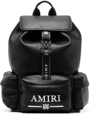 Amiri Logo-Plaque Leather Backpack - Black