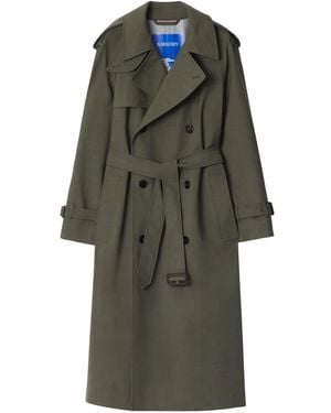 Burberry Long Wool Trench Coat - Green