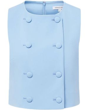 Veronica Beard Drexley Double-Breasted Sleeveless Top - Blue