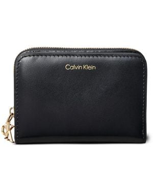 Calvin Klein Portefeuille En Cuir À Fermeture Zippée - Noir