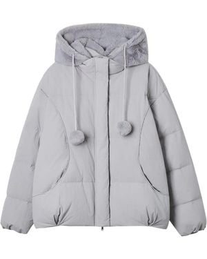 B+ AB Pompom-Detail Puffet Jacket - Gray