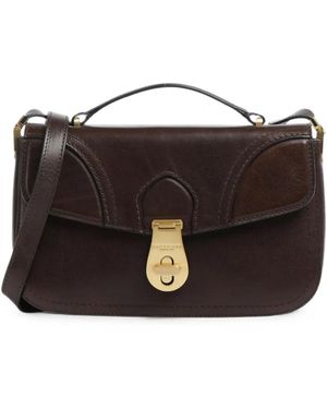 The Bridge Leather Flap Tote Bag - Black