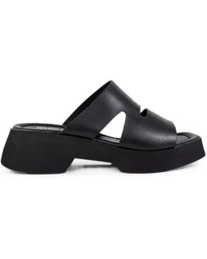 SERGIO MORETTI FIRENZE Cut-Out Leather Slippers - Black