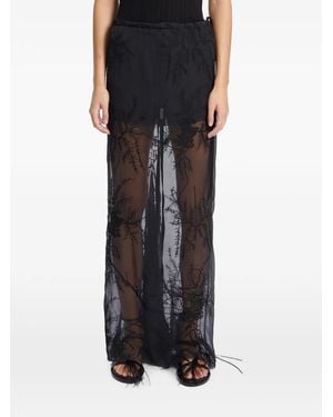 Ann Demeulemeester Sheila Embroidered Crepon Skirt - Black