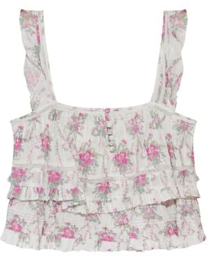 LoveShackFancy Novalee Top - White