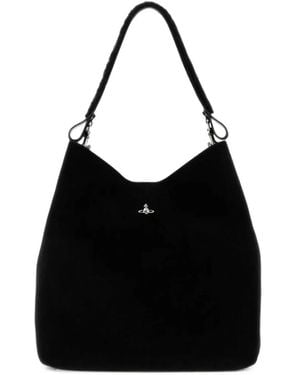 Vivienne Westwood Lottie Suede-Finish Tote Bag - Black