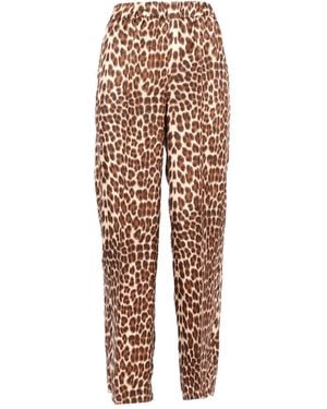 P.A.R.O.S.H. Relaxed Fit Leopard Print Silk Pants - Multicolor