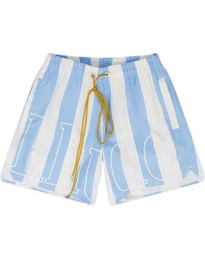 Rhude Logo Striped Swim Trunks - Blue